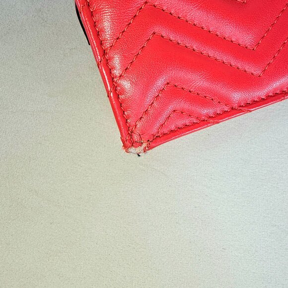 Gucci Red Matelassé GG Marmont Leather Wallet - Picture 5 of 16